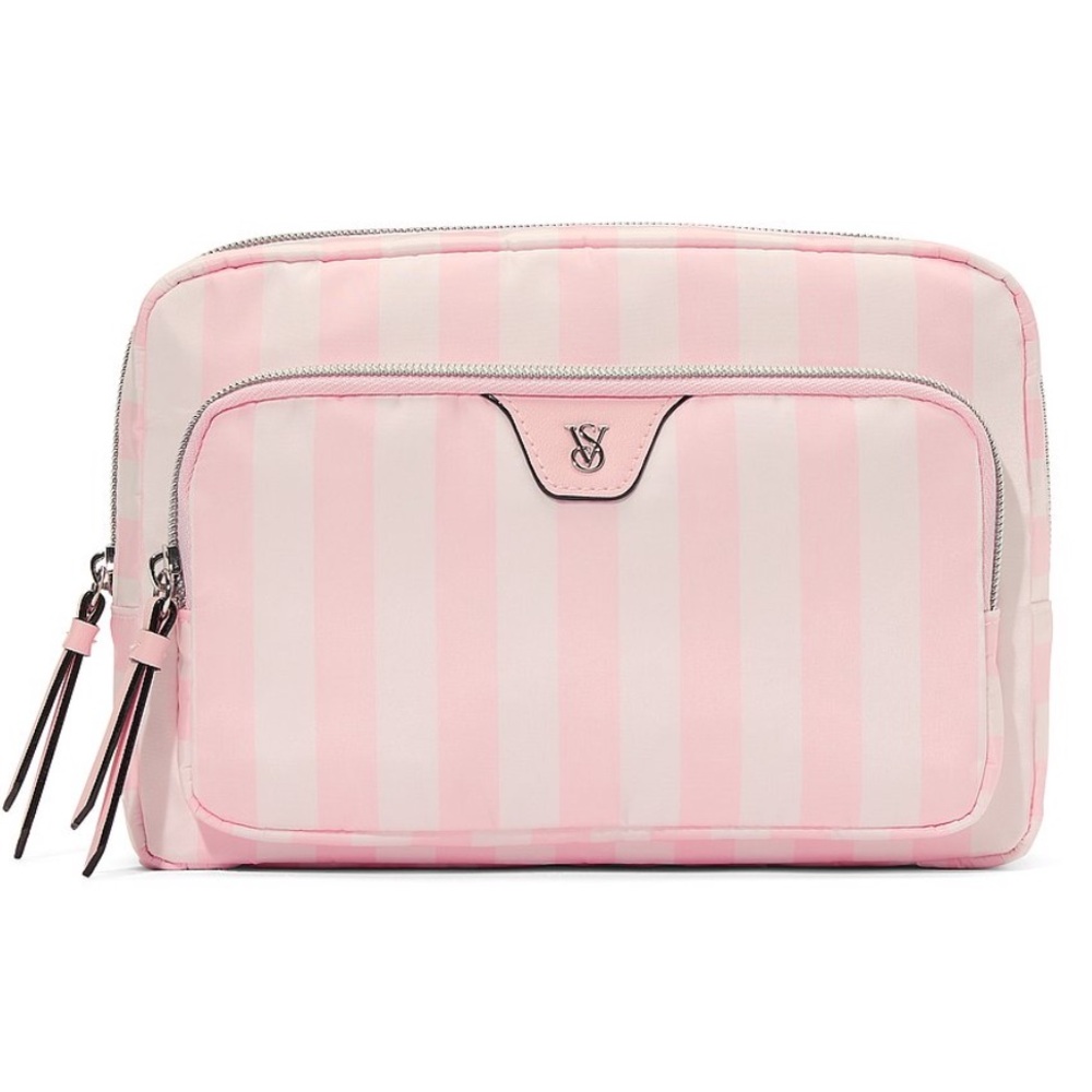 NWT HTF Victoria’s Secret Glam Bag Travel Makeup Pouch in Iconic Heritage Stripe
